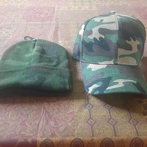 Bundle of 2 camo camoflauge hats Beanie NEW